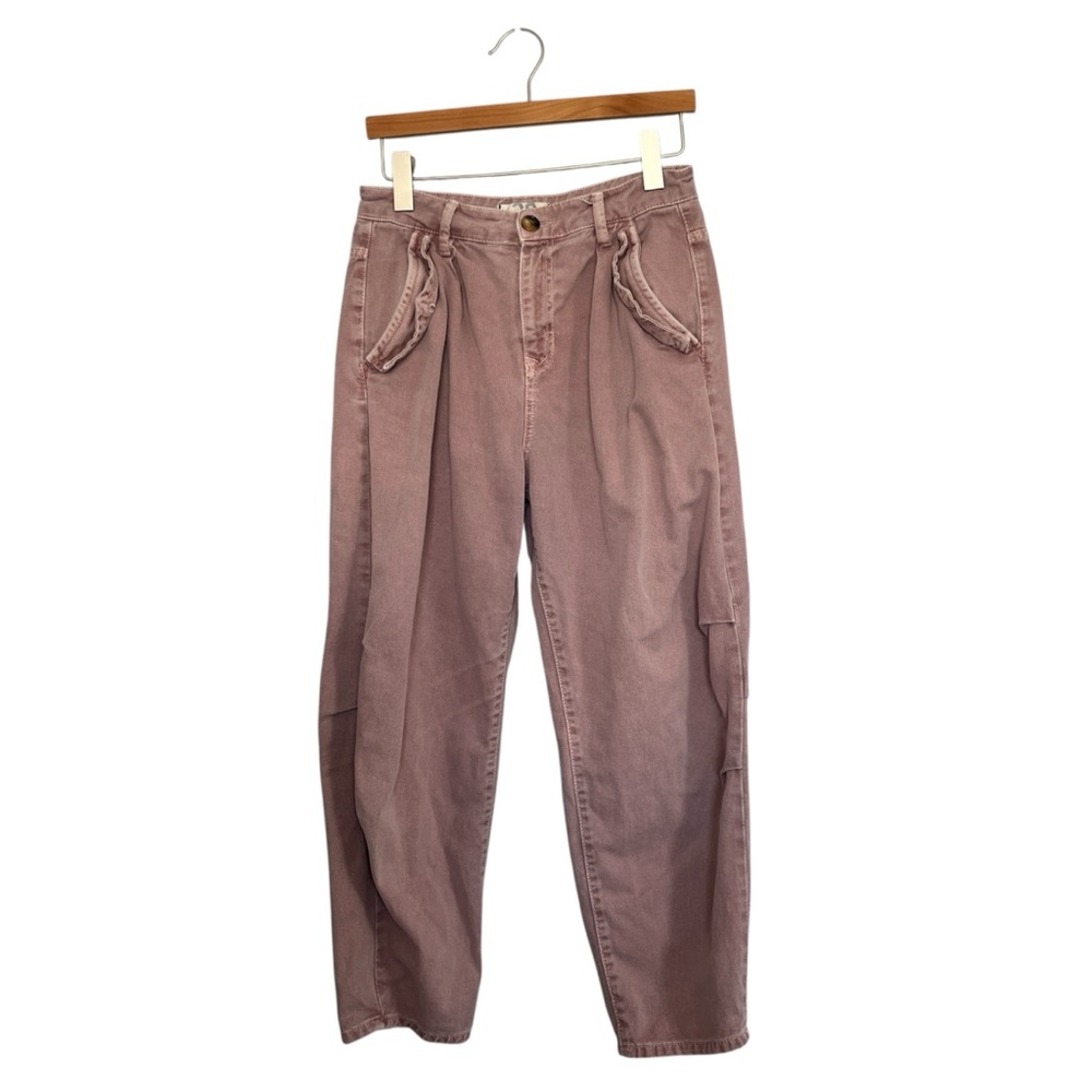 Free People Mauve High-Rise Cropped Jeans